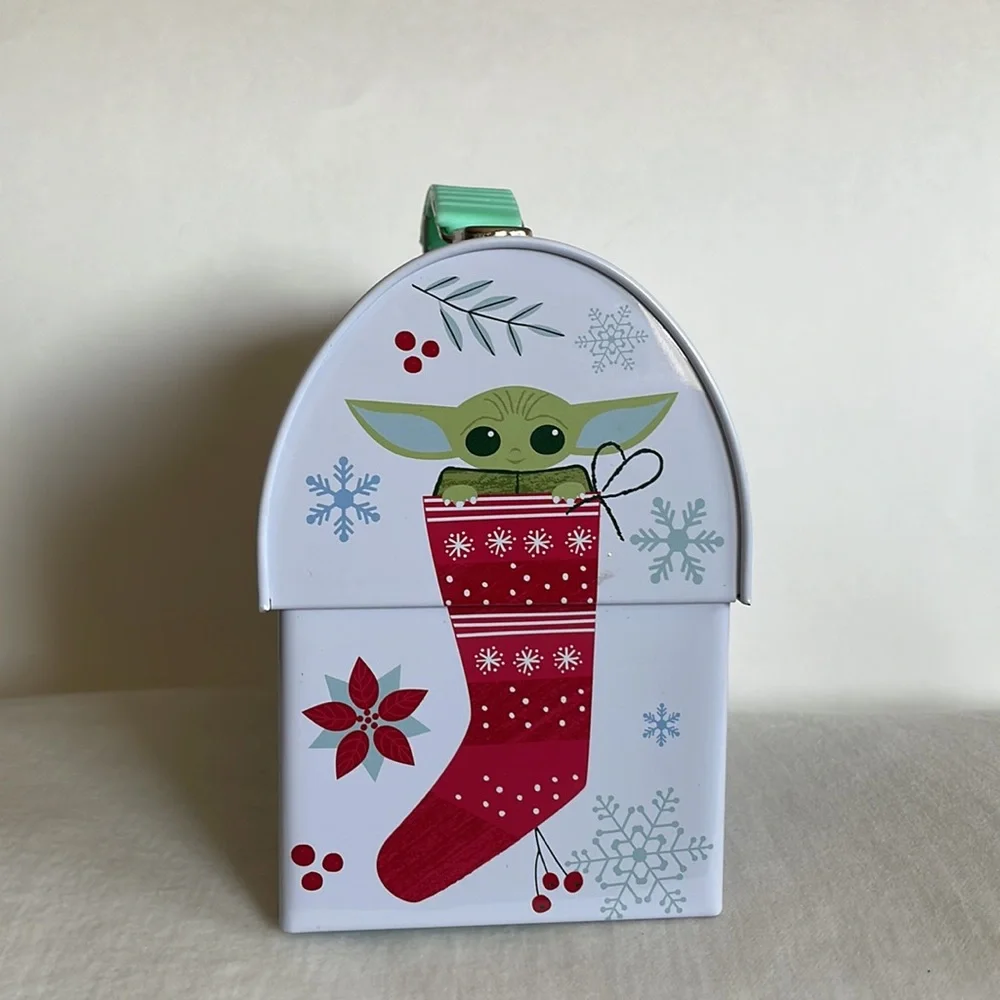 Baby Yoda Holiday tin. Lunch box, accessory holder, purse etc.
